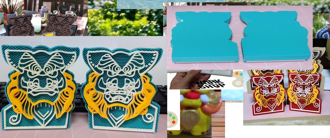 手作りシーサー　色付け体験シーサー　漆喰シーサー